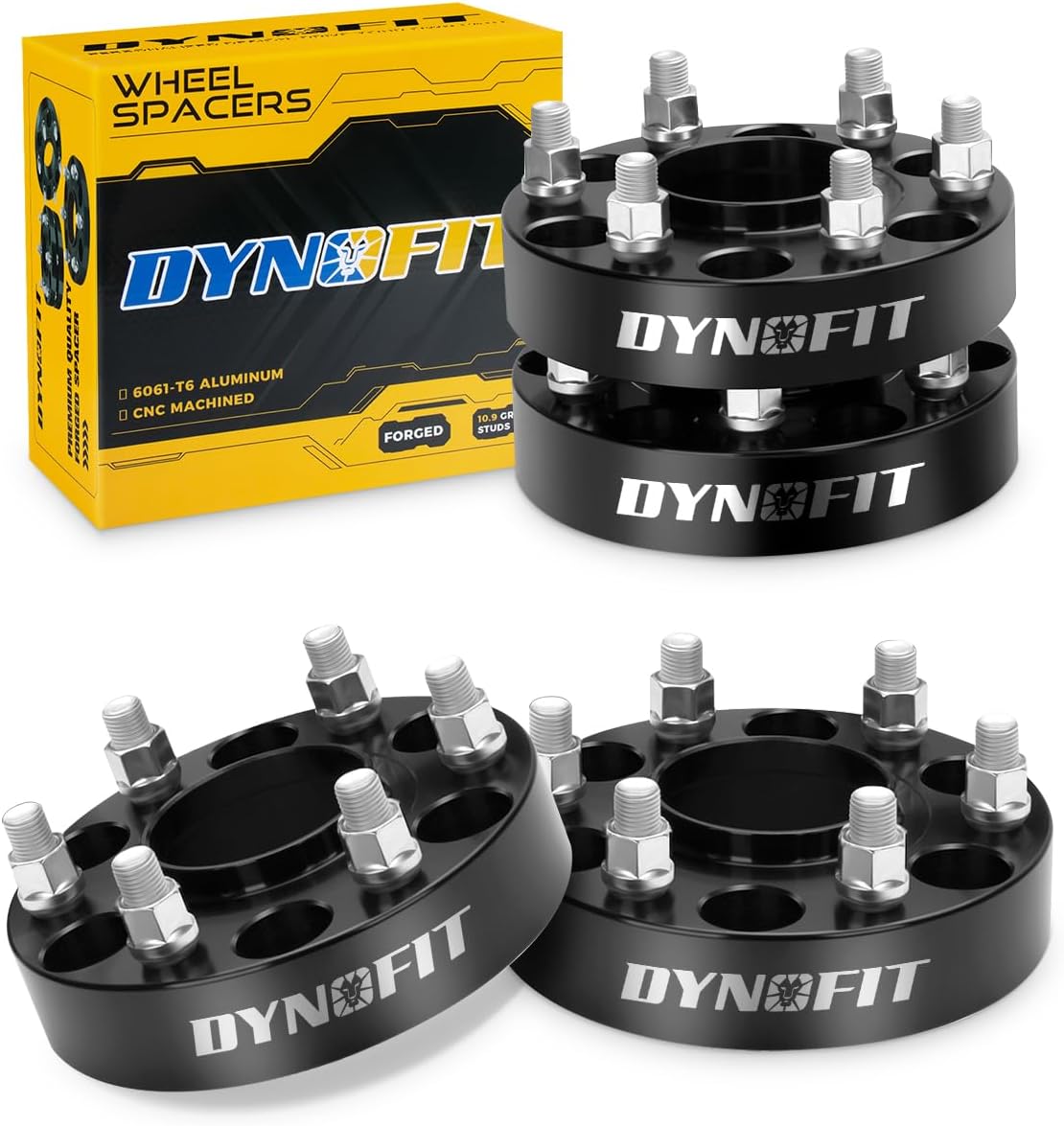 Espaciadores de rueda Dynofit 6x5.5 a 6x5.5 de 1.5", espaciadores centrados en el cubo forjados 6x139.7 compatibles con Ram 1500 2019-2026 y Jeep Grand Wagoneer 2021+, orificio de 77.8 mm con pernos M14x1.5 - Juego de 4 piezas de 1.5 pulgadas