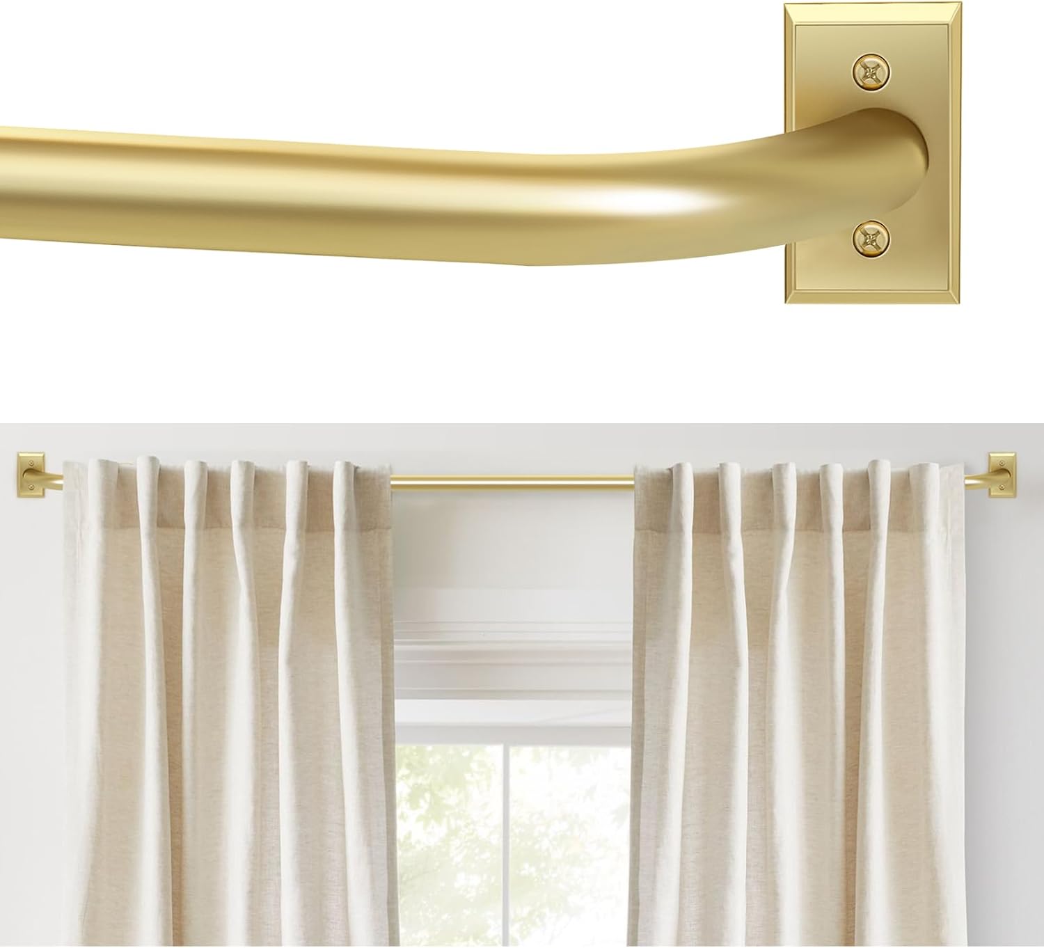 ZYRW Barra de cortina dorada, cortinero para oscurecer la habitación para ventanas de 28 a 48 pulgadas (2.3 a 4 pies), barras de cortina envolventes, cortinas opacas resistentes, barra decorativa