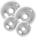 Juego de 4 bandejas recogegotas COZZIVITA - Compatible con estufas GE - Bandejas recogegotas para quemadores de estufa eléctrica con acabado cromado - 2 bandejas recogegotas de 6 pulgadas, 2 bandejas recogegotas de 8 pulgadas - Bandejas recogegotas para