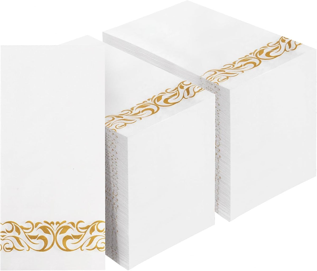 Servilletas de Papel Desechables BESTVIP 200 Unidades – 3 Capas con Borde Dorado para Fiestas y Eventos