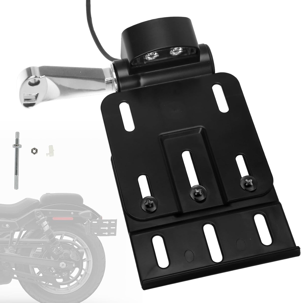 Soporte trasero para matrícula con luz LED para Harley Sportster XL883, XL1200, Dyna Low Rider FXDLS, Street Bob FXDB 2004-2020, cromado.