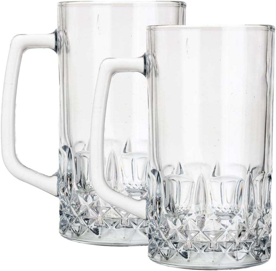 Vittori Set 2pz Tarro Cervecero Vaso Diamante Cerveza Vidrio 20 OZ Color Transparente