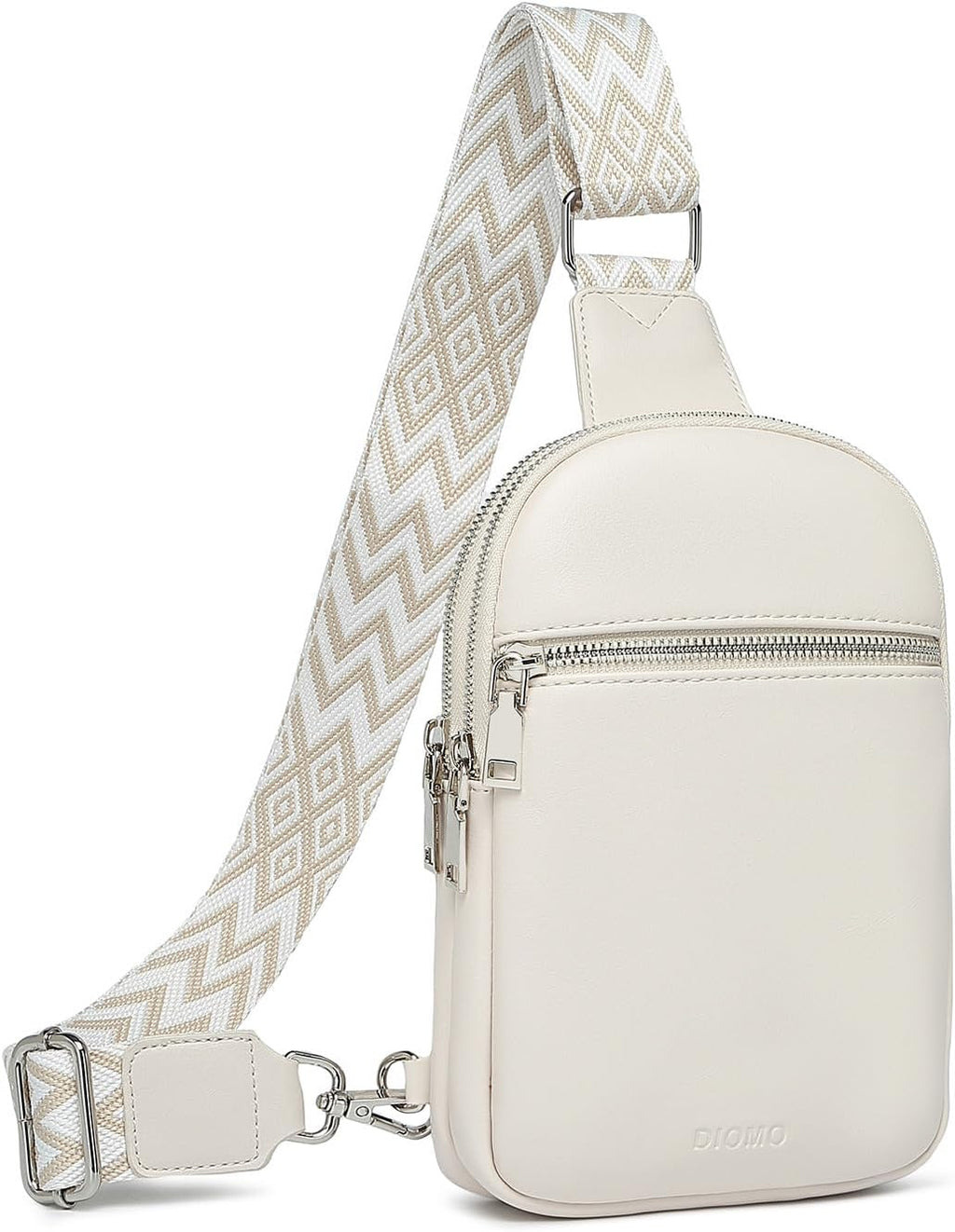 DIOMO Bolso bandolera pequeño antirrobo para mujer, bolso cruzado moderno, riñonera RFID de piel vegana para mujer, bolso de viaje (cremallera beige plateada)