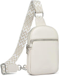 DIOMO Bolso bandolera pequeño antirrobo para mujer, bolso cruzado moderno, riñonera RFID de piel vegana para mujer, bolso de viaje (cremallera beige plateada)