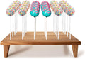 Soporte de Madera Acacia para Paletas de Repostería con 24 Agujeros, Tamaño 4 mm, Ideal para Bodas