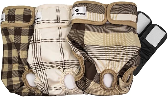 Pet Parents® - Pañales lavables para perros (paquete de 3 unidades) + Extendrs® de pañales duraderos para perros, pañales premium para hembras y machos (extra pequeño, Oxford).Talla XS