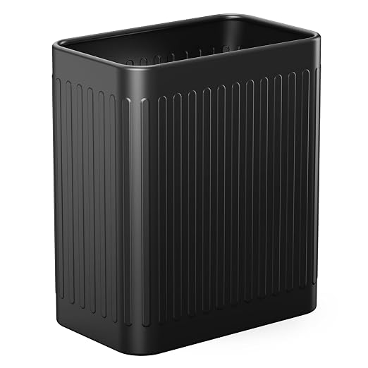 TrashAid Cubo de basura pequeño para baño, 2.1 galones, color negro, cesta de basura de acero inoxidable para oficina, debajo del escritorio, dormitorio, caravana, color negro mate