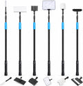 AquaMiracle Kit de herramientas de limpieza de acuario 6 en 1, kit de limpieza de peceras para tanque de 20 a 160 galones con mango largo telescópico, raspador de algas, almohadillas de fregado, limpiador de tubos, red de pescado, rastrillo de grava