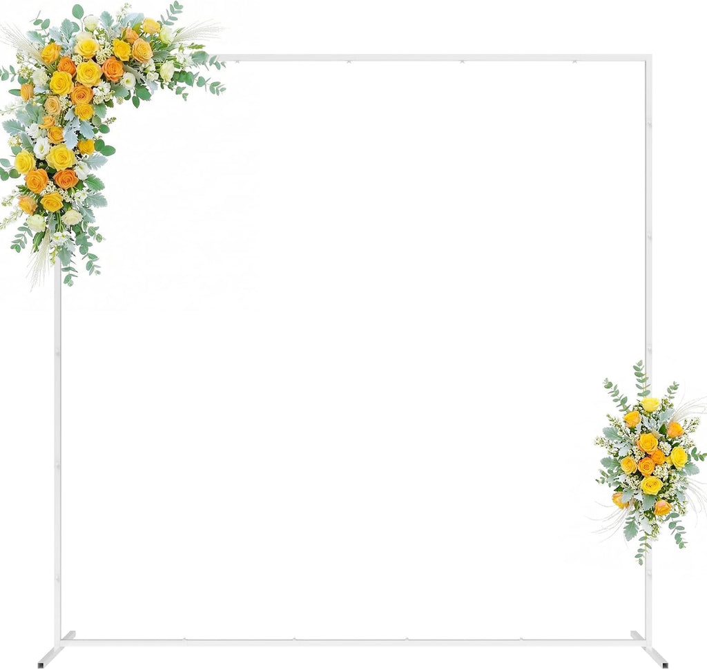 Arco de boda blanco Asee'm de 2 x 2 metros (6,6 pies x 6,6 pies) con soporte, estructura rectangular de metal cuadrada para ceremonia, fiesta, cumpleaños, despedida de soltera, baby shower, aniversario, decoración con globos #6590