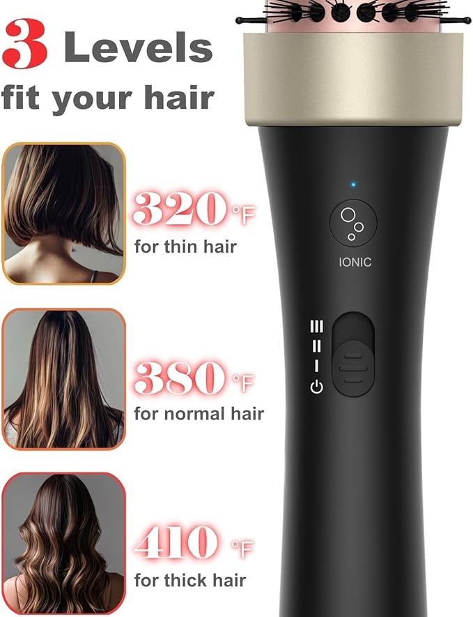 Cepillo térmico iónico para secado con secador, cepillo caliente de 3,8 cm (1,5 pulgadas), cepillo rizador de pelo