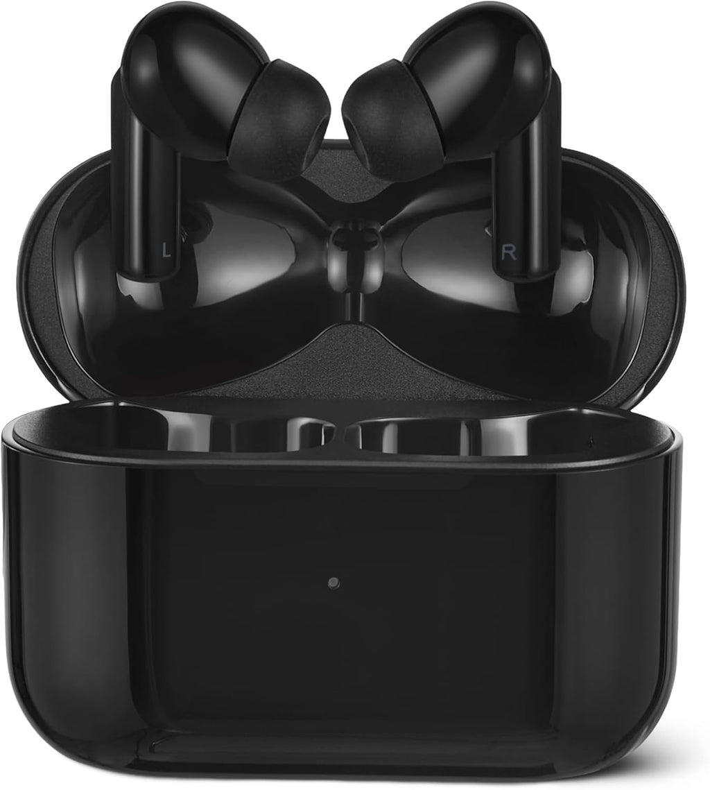Audífonos Inalámbricos Amazon Basics Bluetooth 5.4 | IPX4, 28 Horas de Batería, Micrófono, Estuche de Carga, Negro