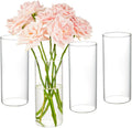 4 jarrones cilíndricos de vidrio para centros de mesa, jarrones de vidrio de 8 pulgadas de alto para flores, portavelas de huracán, jarrón flotante para centro de mesa, cenas formales, decoración del hogar