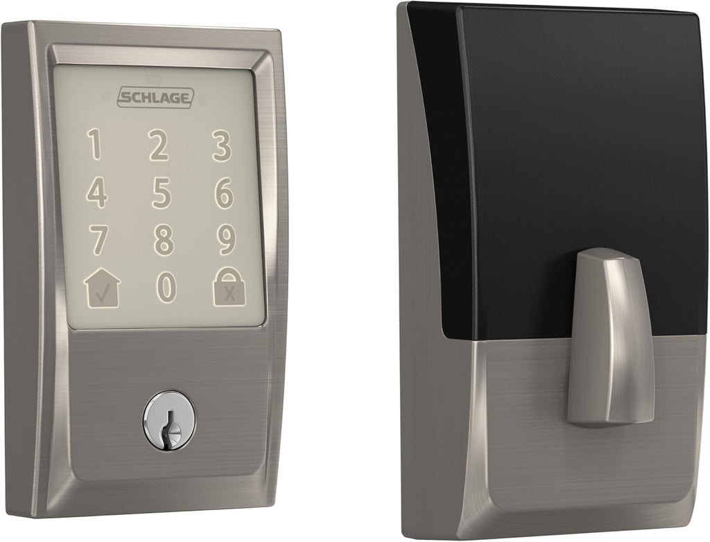 Cerradura Inteligente Schlage Encode Wi-Fi – Teclado Táctil, Sin Llaves, Compatible con Alexa, Google Home y Airbnb, Níquel Satinado