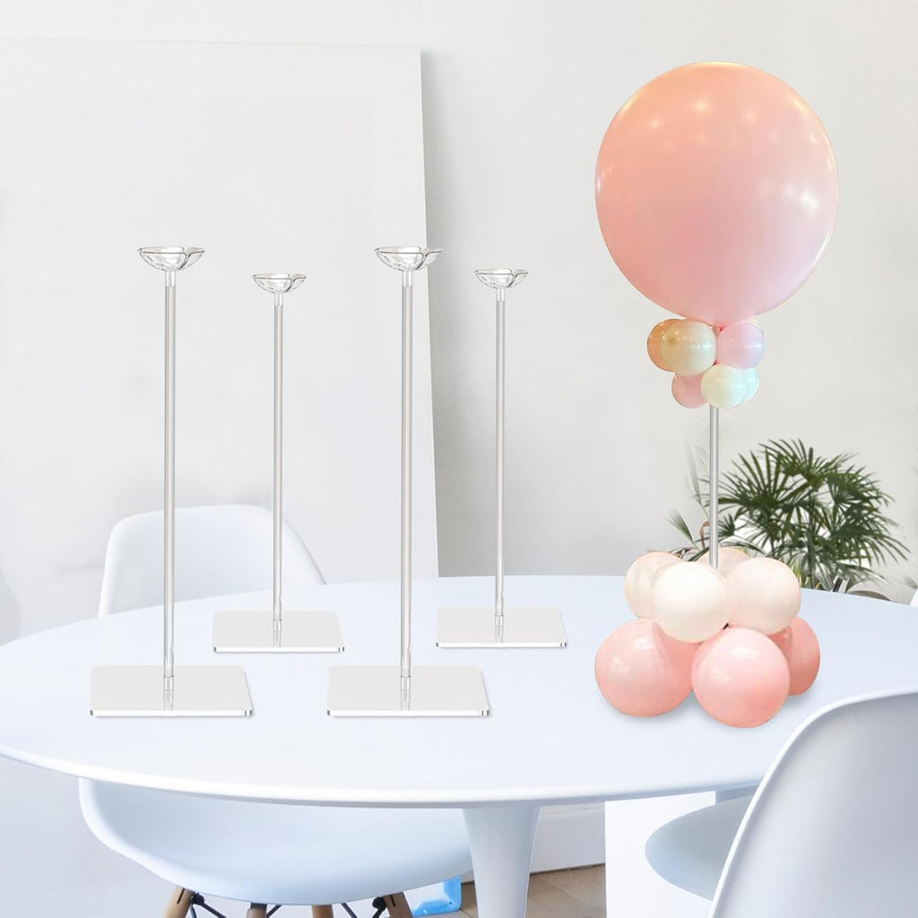 TEKXYZ Soporte para globos de acrílico transparente de 40 cm de altura para decoración de centros de mesa, juego de 4