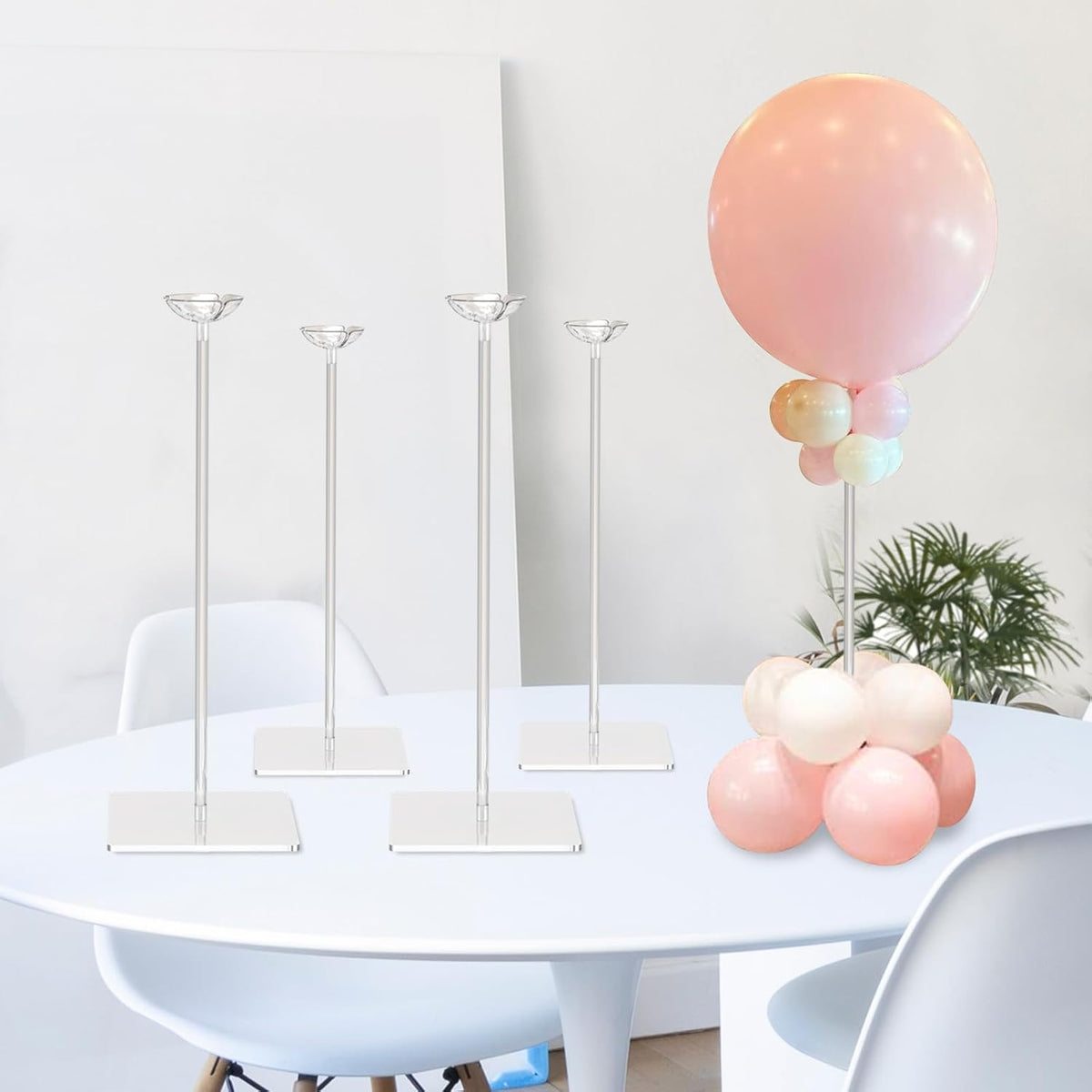 TEKXYZ Soporte para globos de acrílico transparente de 40 cm de altura para decoración de centros de mesa, juego de 4