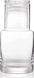 Juego de jarra y vaso para mesita de noche, use el vaso como tapa, jarra de agua nocturna para mesita de noche, jarra dispensadora de enjuague bucal con vaso de vidrio para mantener el agua limpia en el dormitorio, baño o cocina.