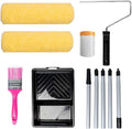 Kit de rodillo de pintura MOLLOR con mango extensible - Juego de 6 piezas con rodillo de pintura de 23 cm, brocha de pintura de 5 cm, mango extensible ajustable de 130 cm y bandeja de pintura resistente de 28 cm - Juego completo de herramientas de pintura