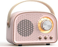 Altavoz inalámbrico retro portátil, altavoz retro bonito con radio FM, altavoz de música recargable, carga rápida (para color rosa)