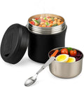 Insulated Food Jar for Adults Soup Thermo for Hot Cold Food 40 OZ, Stainless Steel Wide Mouth lunch box with Folding Spoon and Handle for Office(Ink Black)