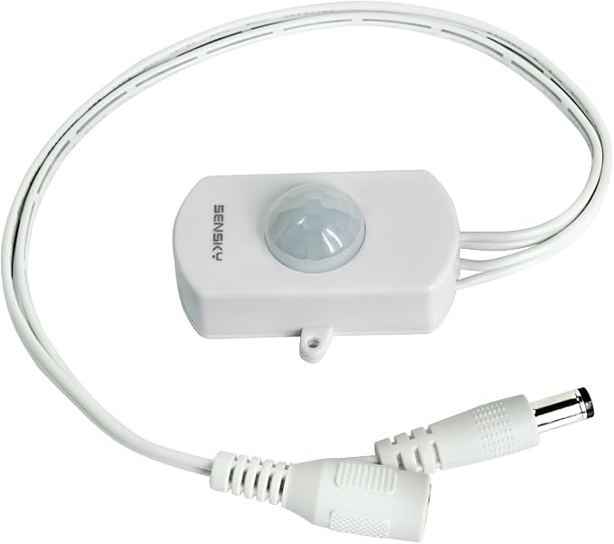 SENSKY BS010WL DC 12v a 24v Mini Pir Sensor de Movimiento Interruptor de Ocupación Sensor de Ocupación para DIY Iluminación LED (Sensor de Luz, Tiempo de Retraso, Distancia del Sensor, Ajustable)