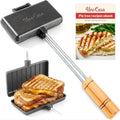 Uno Casa - Sándwich XL de Hierro Fundido Sándwich Maker - Sándwich Japonés Campamento con Libro Recetas - Equipo Cocina Fuego Campamento Duradero para Tartas Tostadas y Más