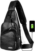 Bolso bandolera de cuero para hombre con puerto de carga USB