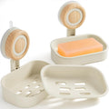 Cinola Jabonera Doble Capa para Ducha Pack de 2 – Soporte de Pared con Ventosa, Autodrena, Sin Taladro, Para Baño y Cocina