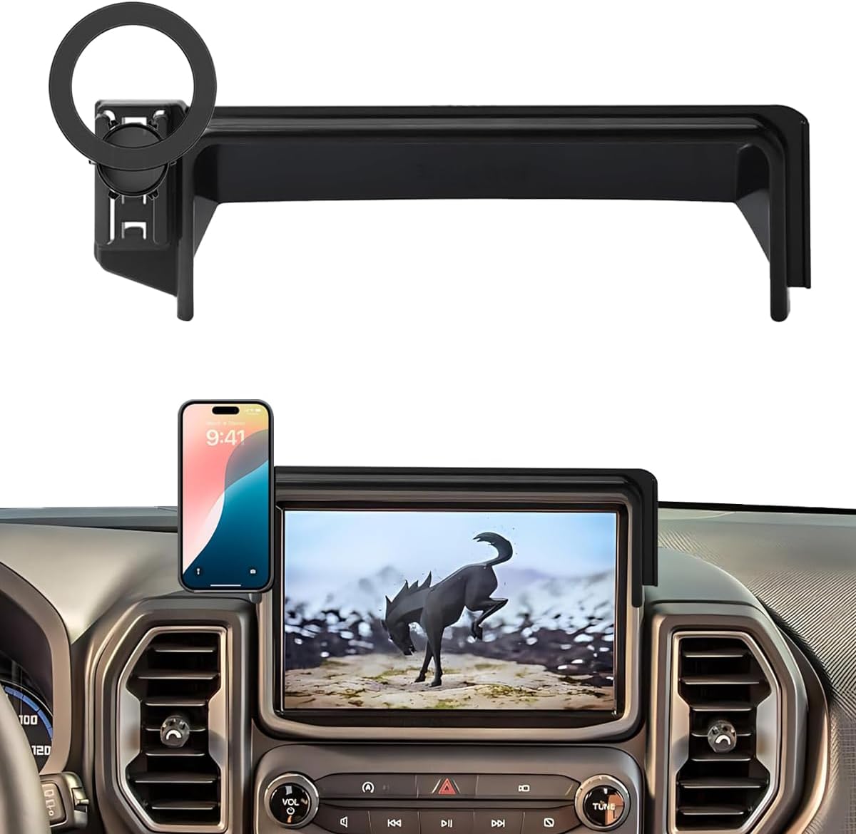 Soporte de Telefono para Auto para Ford Bronco Sport 2021-2024 con Pantalla de 8 Pulgadas | Montura de Celular Compatible con MagSafe