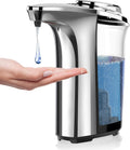 Dispensador automático de jabón PZOTRUF, dispensador de jabón líquido para platos sin contacto de 500 ml con sensor infrarrojo, 5 niveles de dispensación ajustables, dispensador de jabón líquido para manos para lavabo de baño y cocina (plateado)