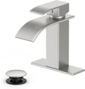 INCOMPLETO-Grifo de baño tipo cascada, acero inoxidable de níquel cepillado, 1 manija