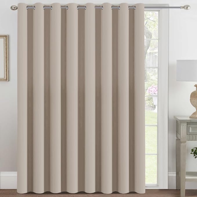 H.VERSAILTEX Cortinas blackout con aislamiento térmico y ojales en la parte superior, para patios, puertas correderas y división de habitaciones, extraanchas de 100 x 96 pulgadas, 8 pies de alto x 8.5 pies de ancho, color niebla