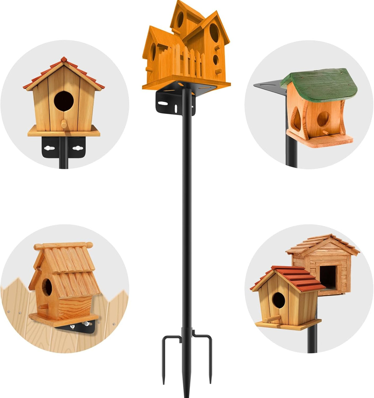 Poste ajustable de 80 pulgadas para comedero de pájaros, poste para casita de pájaros adecuado para comederos y casitas de pájaros, estación meteorológica, diseño resistente a la corrosión, mejora la decoración exterior