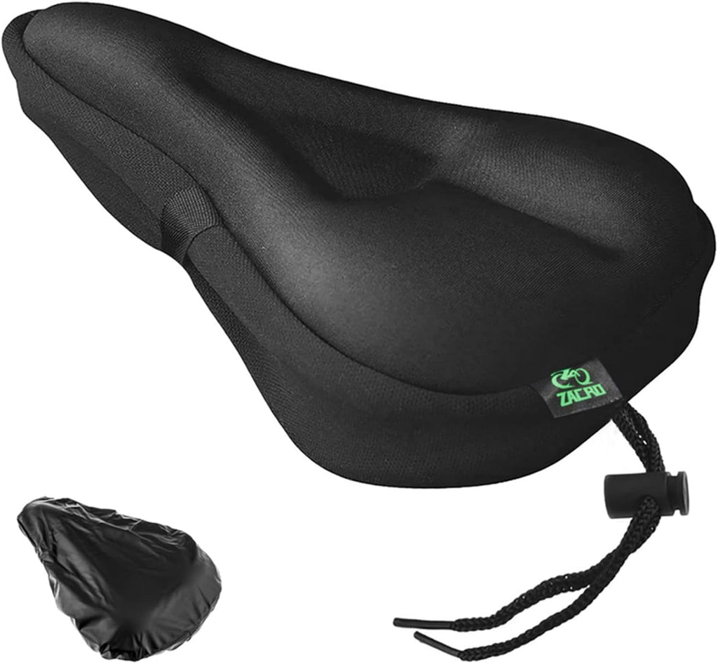 Zacro Cojin de Asiento de Bicicleta | Funda Acolchada de Gel para Hombre y Mujer | Compatible con Peloton, Estaticas y Bicicletas Cruiser