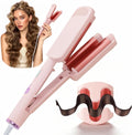 CHIKYO Rizador Ondulador de Cabello 3 Barriles | Waver Iónico 3.2cm Beach Waves | Cerámica Doble Voltaje para Mujer