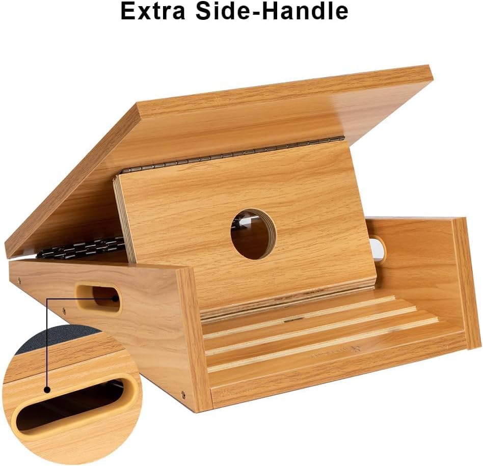 StrongTek Tabla inclinada de madera extragrande, tabla inclinada ajustable y estirador de pantorrillas, tabla de estiramiento, mango lateral extra de 16 x 18 pulgadas, 4 posiciones