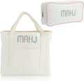 SilTriangle 2 Bolsas Tote de Mahjong Bordadas (Grande y Extra Grande) | Bolso de Lona para Fichas de Mahjong | Regalo para Amantes del Mahjong | Rosa