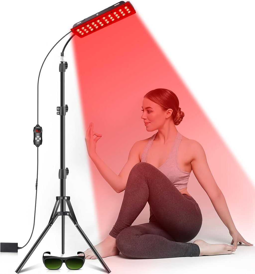 Lámpara de Terapia de Luz Roja con Soporte | 660 nm Luz Roja + 850 nm Infrarrojo Cercano | Alivio Dolor Corporal y Cuidado de Piel | 1 Unidad