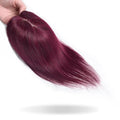 Peluca Clip de Cabello Humano Remy Borgoña 16 Pulgadas | Toupé sin Costuras con Base de Encaje para Engrosar el Cabello