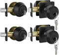 Paquete de 2 Cerraduras Haidms Negro Mate con Pasador, Juego de Cerraduras de Puerta Exterior, Chapas de Puerta Frontal con Llave