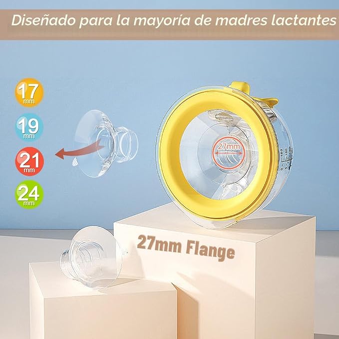 Copas Recolectoras Manos Libres para Sacaleche Spectra S1, S2 y S9 — Flange 27mm + Insertos 17/19/21/24mm Incluidos