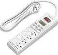 Regleta de enchufes DEWENWILS de 8 tomas con temporizador (4 con temporizador/4 siempre encendidas), enchufe digital para interiores para lámparas de reptiles, lámparas de cultivo de tortugas, terrarios de dragones barbudos, acuarios, cable plano de 1,8