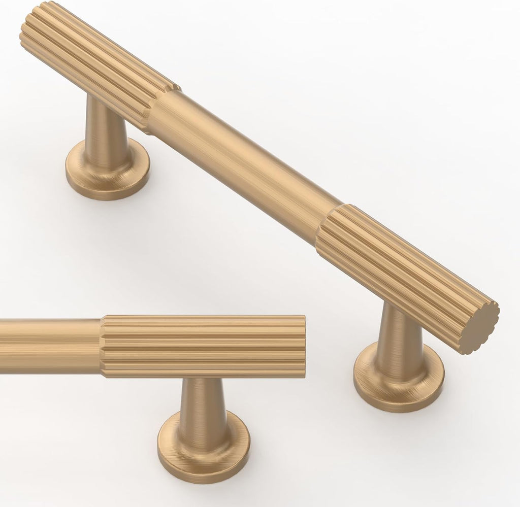 Tiradores para gabinetes Asimerdeco, paquete de 10, color bronce champán, 76 mm (3 pulgadas), manijas para gabinetes de cocina, herrajes para gabinetes de aleación de zinc macizo, tiradores para cajones.