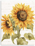 Kunstorner - Decoración de pared de girasol, diseño de flores rústicas, impresión floral en lona para sala de estar, 12 x 16 pulgadas