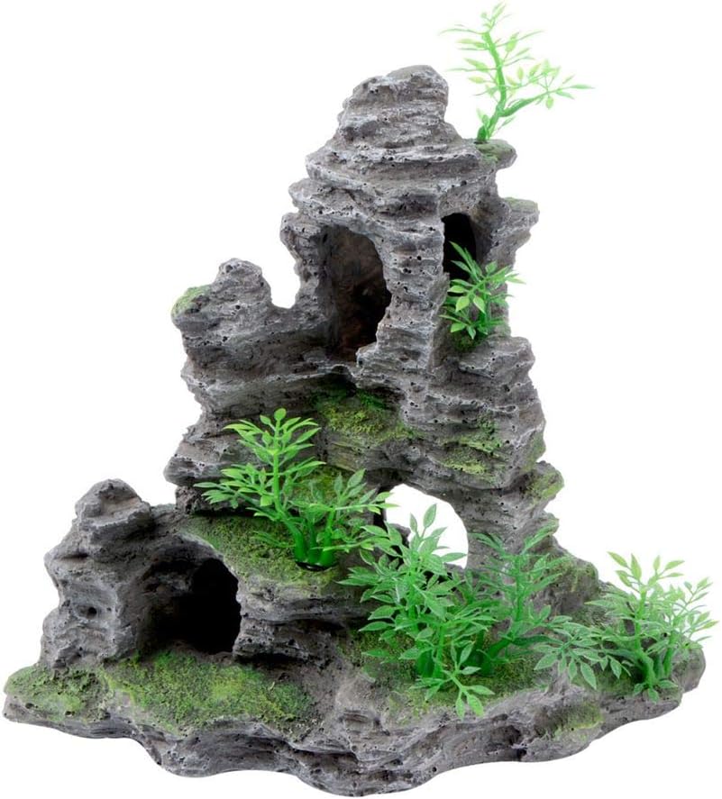 Saim Decoracion de Cueva y Montana para Acuario | Adorno de Paisaje para Pecera | Escondite para Goldfish, Betta y Ciclidos | 9x4x9 Pulgadas