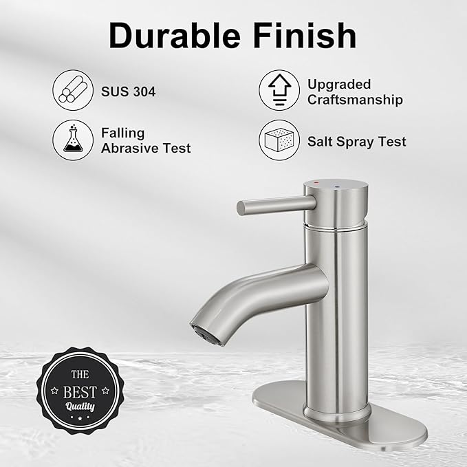 Llave de Baño en Níquel Cepillado NICTE – Grifo Moderno para Lavamanos