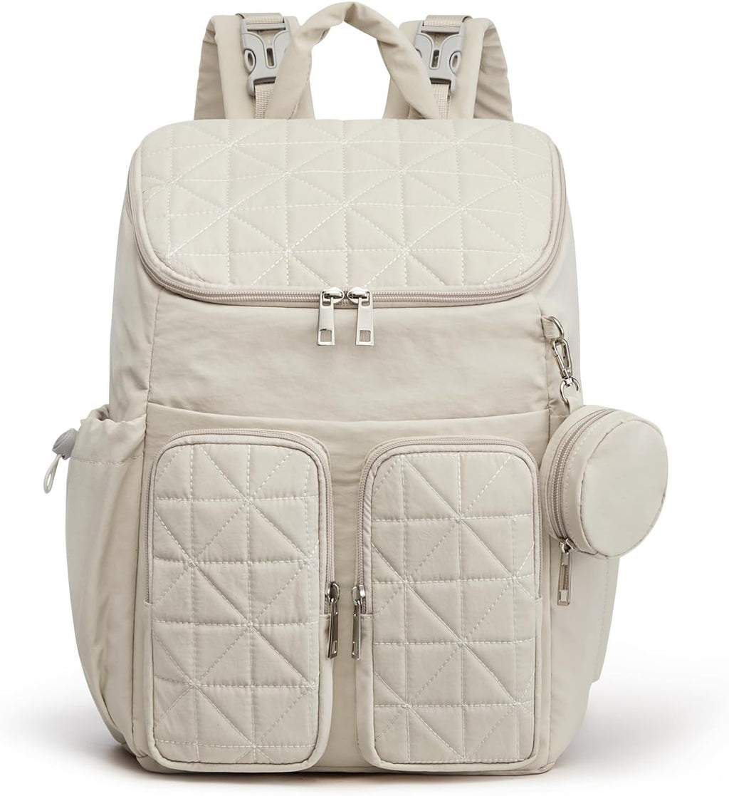 Mochila cambiador G4Free para mamás y papás, bolso de viaje para bebé con estuche para chupete y bolsillos térmicos, color beige.
