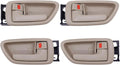 Lcyolada 4 manijas interiores de puerta con bisel (beige) compatibles con Toyota Sequoia 2000-2007, Avalon 2000-2004, Tundra 2004-2006 (solo cabina doble) - para cuatro puertas de tamaño completo