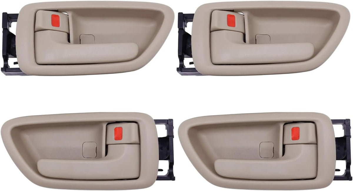 Lcyolada 4 manijas interiores de puerta con bisel (beige) compatibles con Toyota Sequoia 2000-2007, Avalon 2000-2004, Tundra 2004-2006 (solo cabina doble) - para cuatro puertas de tamaño completo
