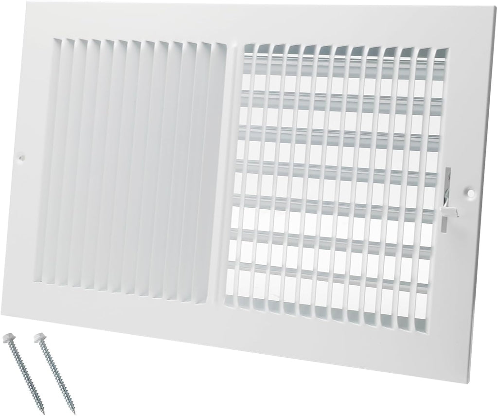 Rejillas de ventilación de 14 x 8 pulgadas [Abertura del conducto] para pared o techo - Ventilación de acero de 2 vías con alto flujo de aire - Rejilla de pared/techo ajustable, 15-3/4 pulgadas x 9-3/4 pulgadas [Dimensiones generales]