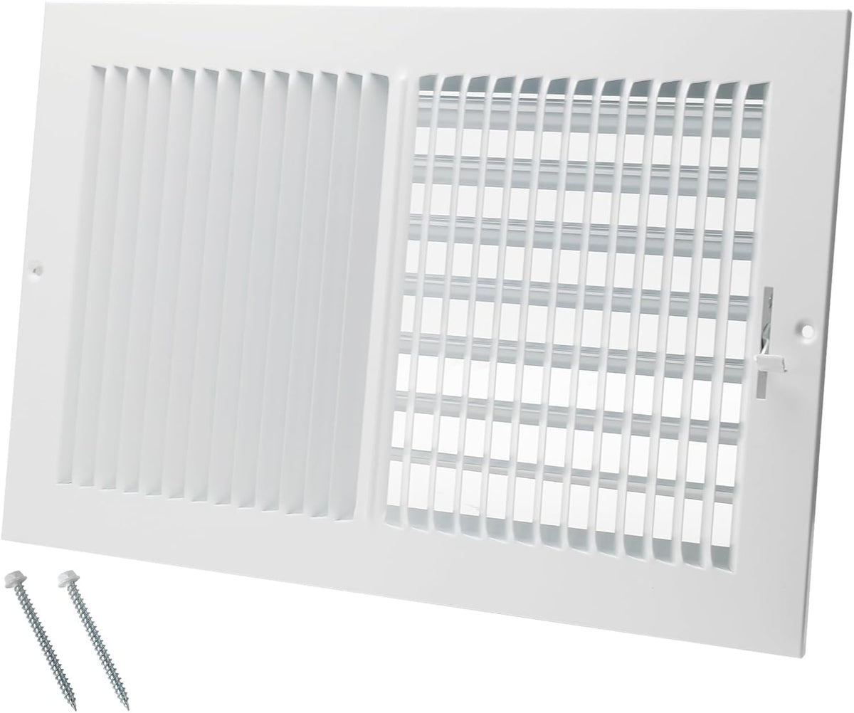 Rejillas de ventilación de 14 x 8 pulgadas [Abertura del conducto] para pared o techo - Ventilación de acero de 2 vías con alto flujo de aire - Rejilla de pared/techo ajustable, 15-3/4 pulgadas x 9-3/4 pulgadas [Dimensiones generales]
